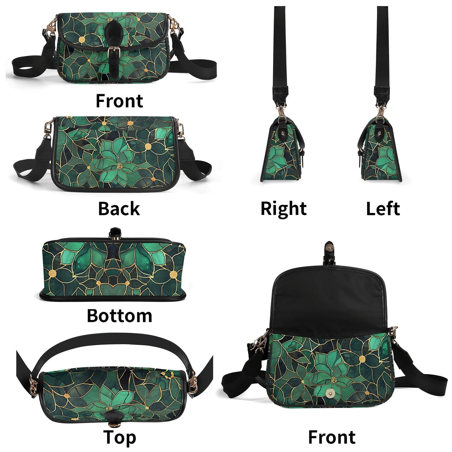 Green Flowers / Underarm Bag
