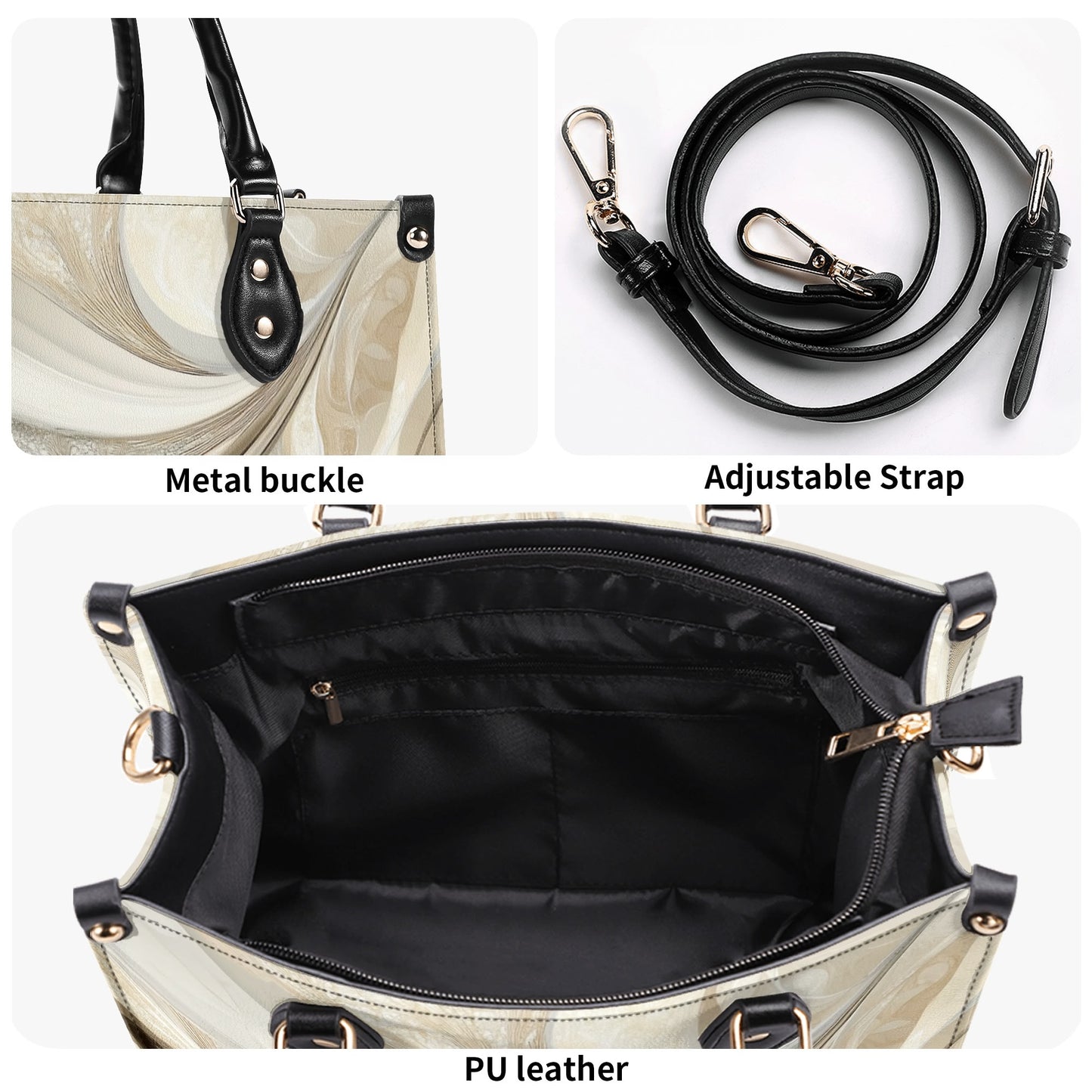 Precious / Luxury Handbag ( Beige/Black ) ( 3 size )