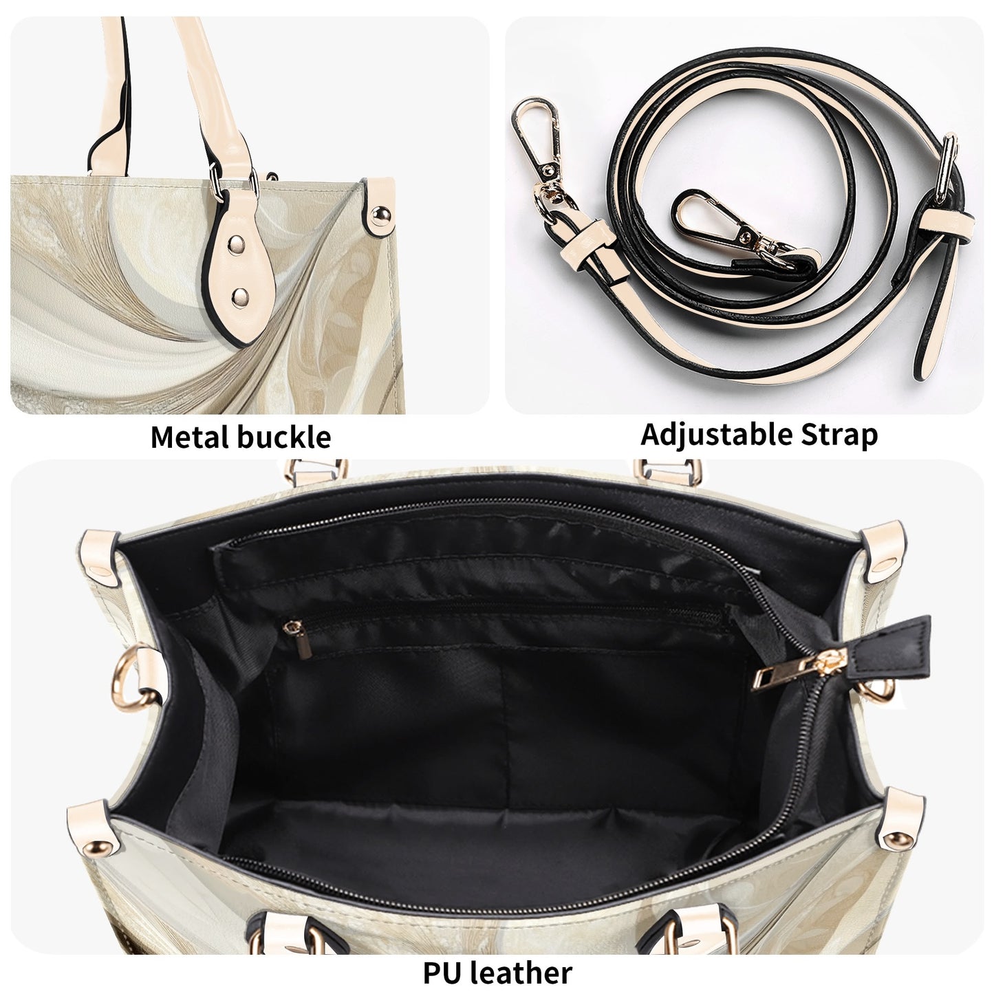 Precious / Luxury Handbag ( Beige/Black ) ( 3 size )