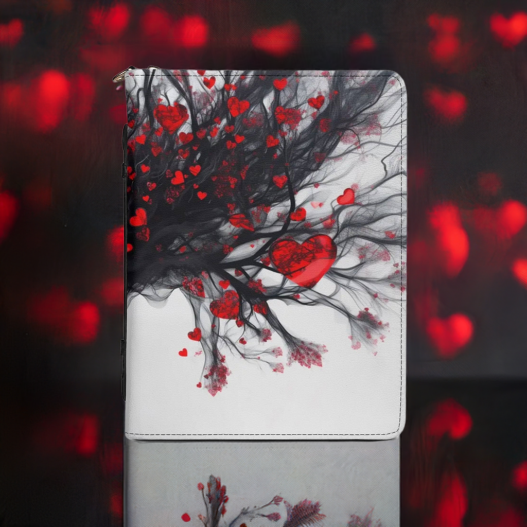 Red Hearts / Books briefcase with internal pockets