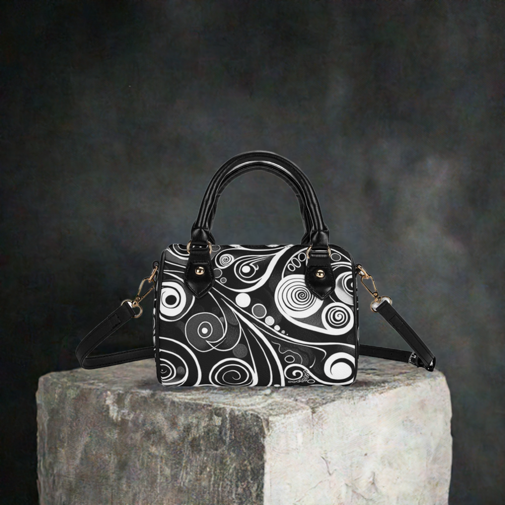 White Lines / Mini Boston Bag (Black)