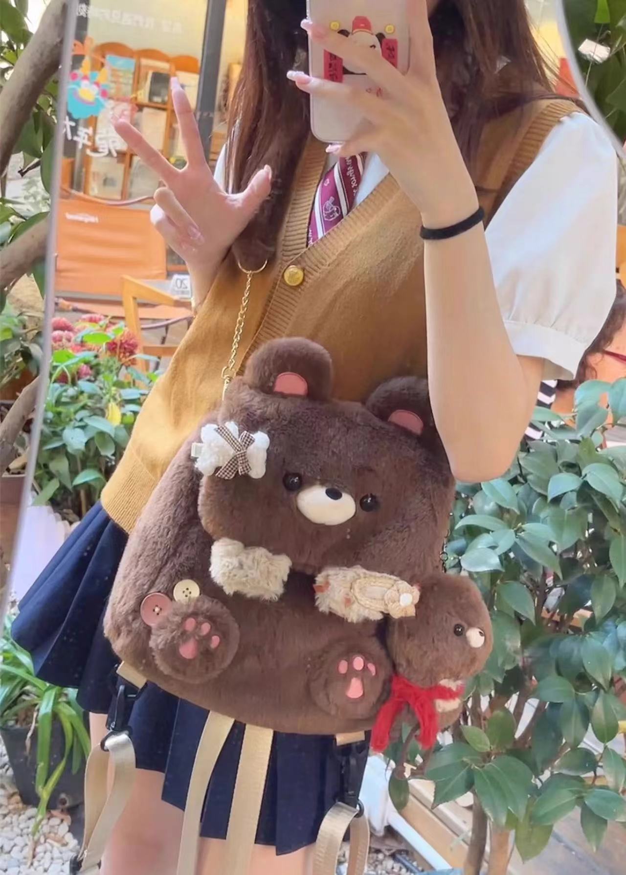Brown Bear / Backpack - Shoulder Bag