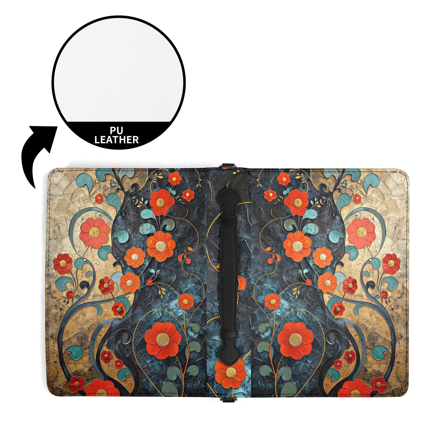 Poppies / Books briefcase with internal pockets