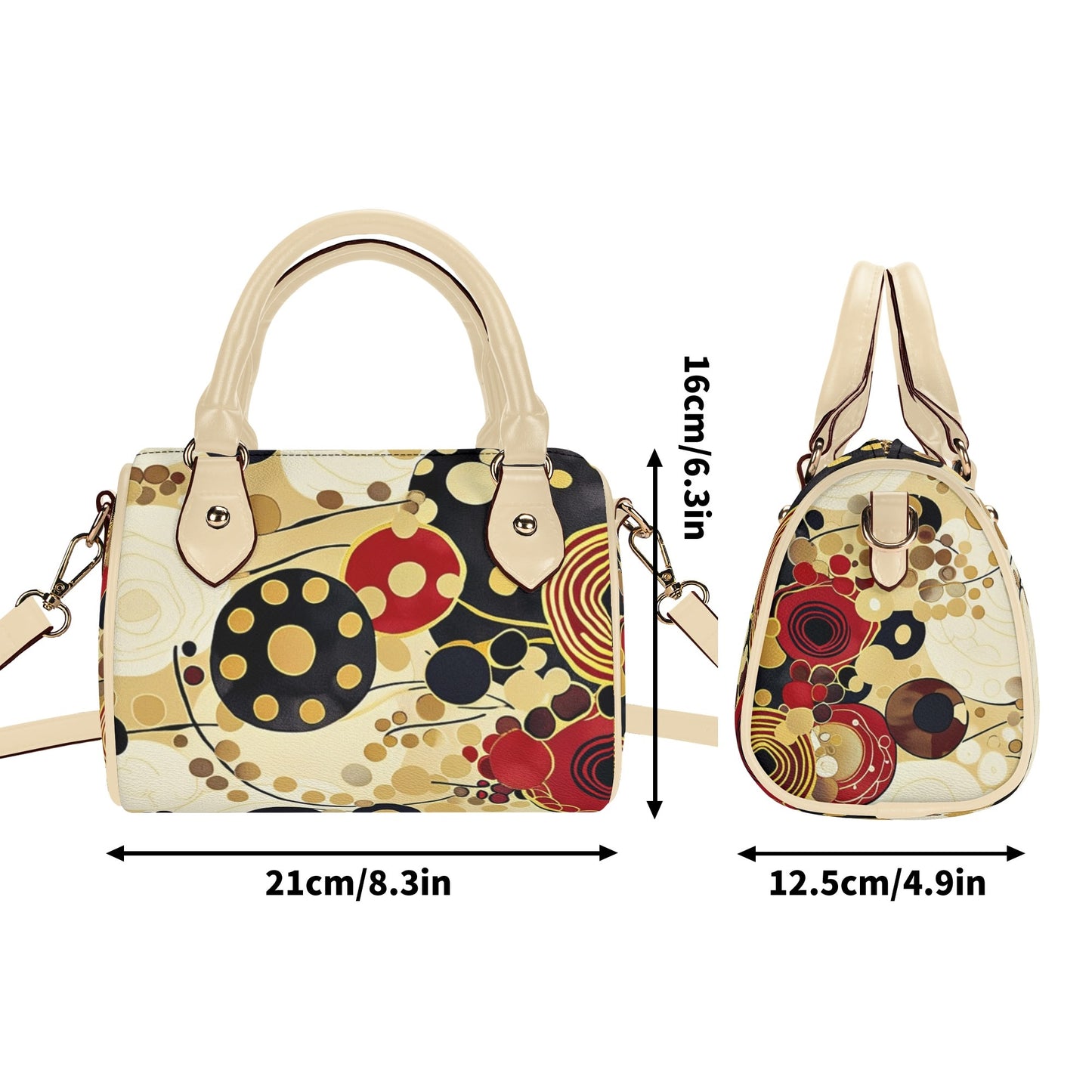 Ocher / Mini Boston Bag (Beige/Black)